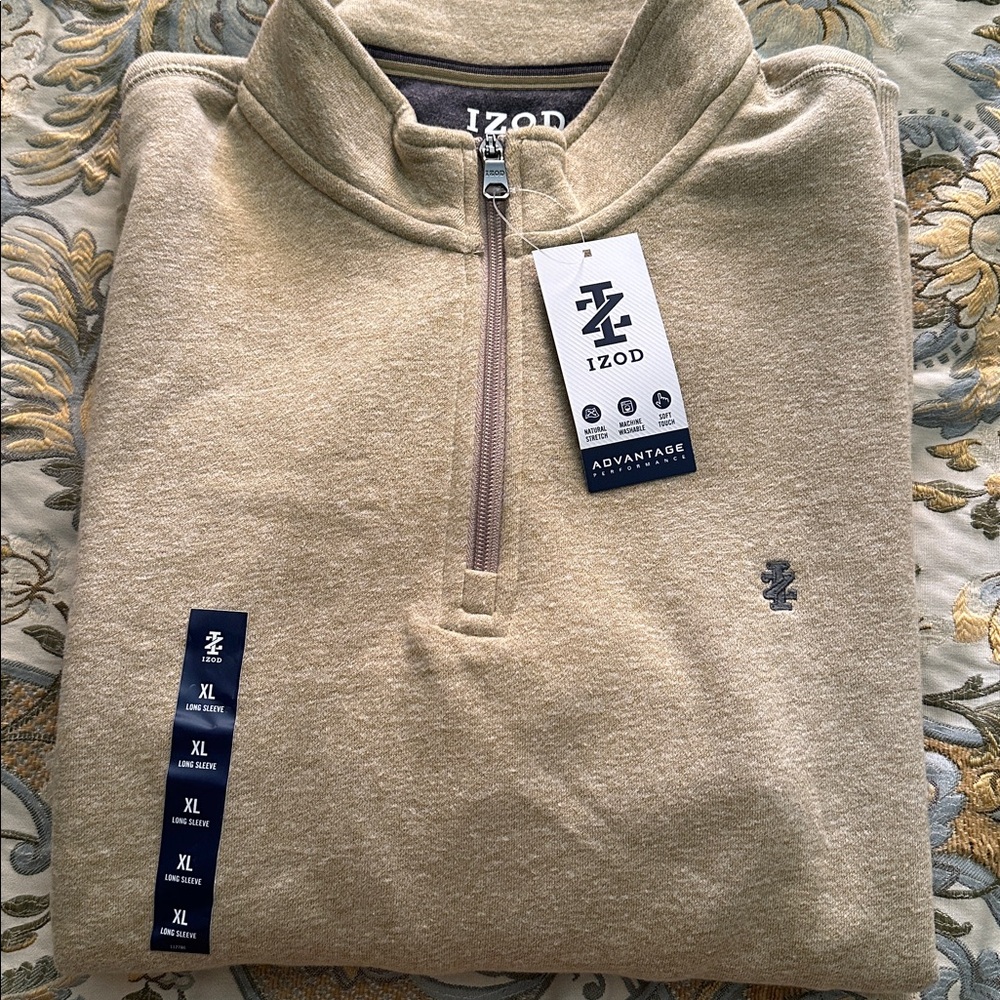 IZOD Men's Beige Zip-Up Sweater